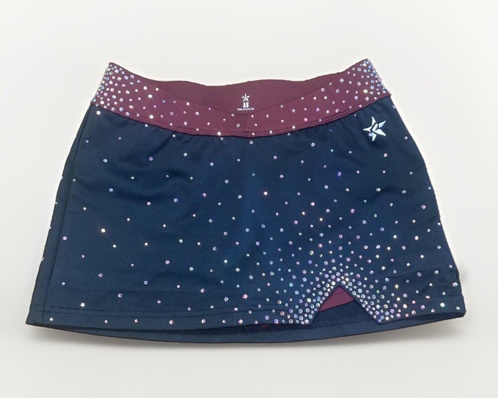 Rebel Athletic Rhinestone Adult Small Cheer Skirt Skort Size AS Burgundy Black